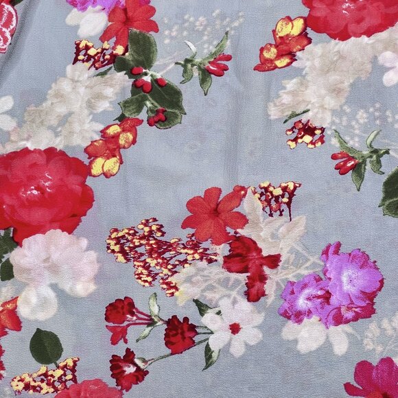 Fig and Flower Floral Boho V-Neck Crepe Tunic Mother of Pearl Buttons Sz XL NWOT - Picture 3 of 10